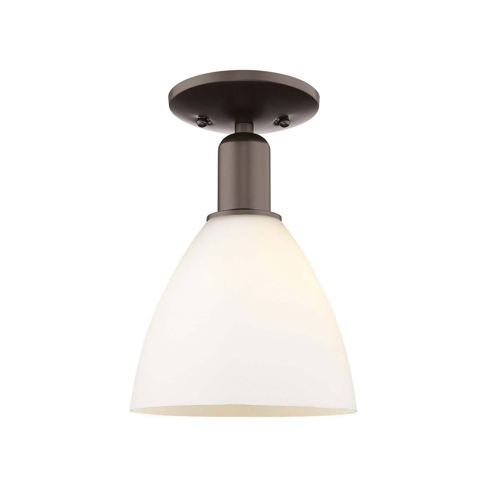 Innovations Bristol 7.5in 1-Light Semi-Flush Mount | Industrial Oil Rubbed Bronze Steel and Matte White Glass | Hallway & | Model 716-1C-OB-GBD-751