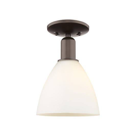 Innovations Bristol 7.5in 1-Light Semi-Flush Mount | Industrial Oil Rubbed Bronze Steel and Matte White Glass | Hallway & | Model 716-1C-OB-GBD-751