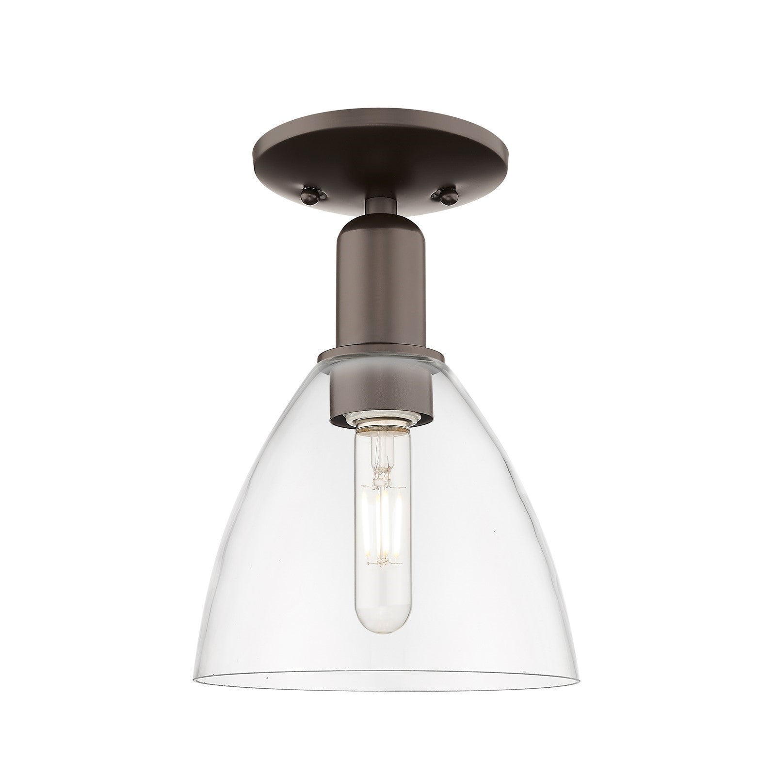 Innovations Bristol 8in 1-Light Semi-Flush Mount | Industrial Oil Rubbed Bronze Steel and Clear Glass | Hallway & Entryway | 7.5 | Model 716-1C-OB-GBD-752