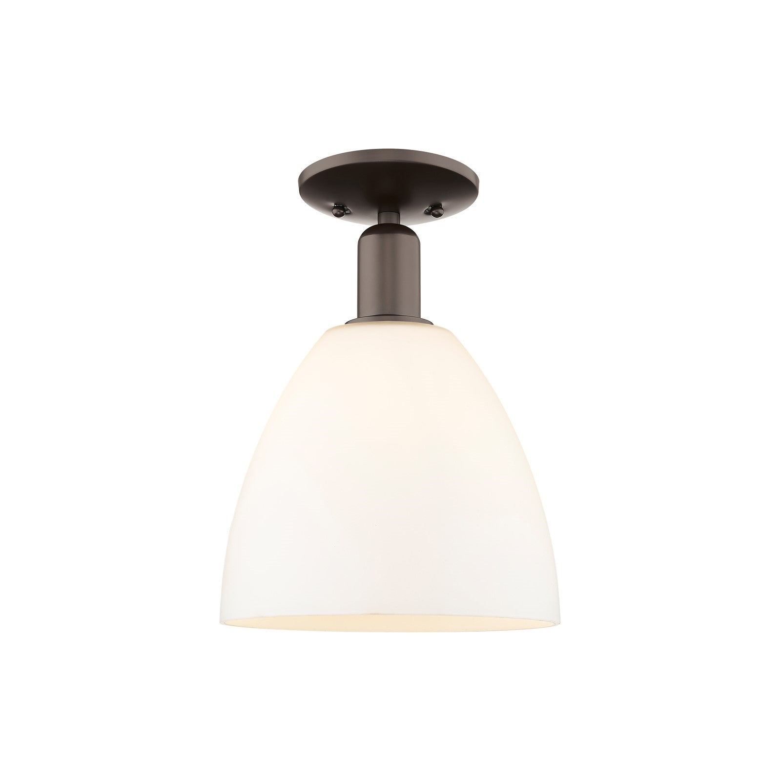 Innovations Bristol 9in 1-Light Semi-Flush Mount | Industrial Oil Rubbed Bronze Steel and Matte White Glass | Entryway & Hallway | Model 716-1C-OB-GBD-91