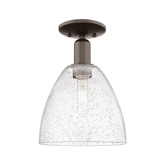 Innovations Bristol 9in 1-Light Semi-Flush Mount | Industrial Oil Rubbed Bronze Steel and Seedy Glass | Damp-Rated Hallway & | Model 716-1C-OB-GBD-94