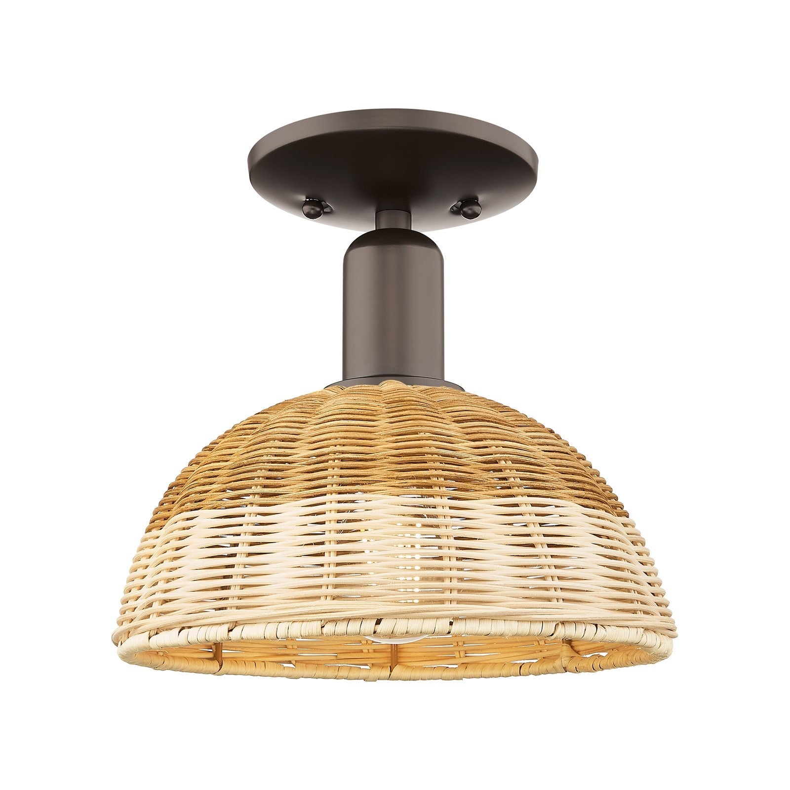 Innovations Natural Ballston Dome 9in 1-Light Semi-Flush Mount | Farmhouse Oil Rubbed Bronze and Natural Fiber | Entryway & | Model 716-1C-OB-NBD2-9-NAT