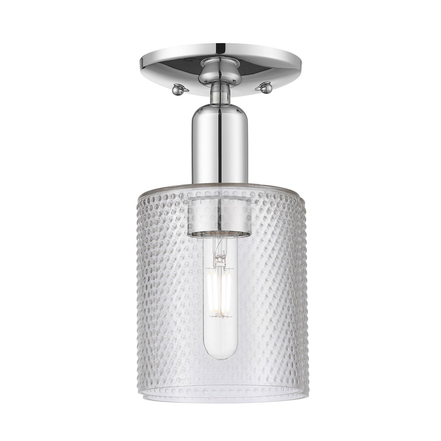 Innovations Cobbleskill 5in 1-Light Semi-Flush Mount | Industrial Polished Chrome Steel and Clear Glass | Entryway & Hallway | 5 x | Model 716-1C-PC-G112