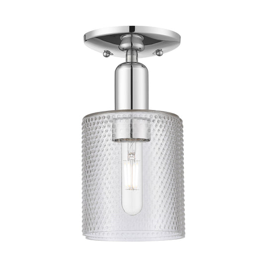 Innovations Cobbleskill 5in 1-Light Semi-Flush Mount | Industrial Polished Chrome Steel and Clear Glass | Entryway & Hallway | 5 x | Model 716-1C-PC-G112
