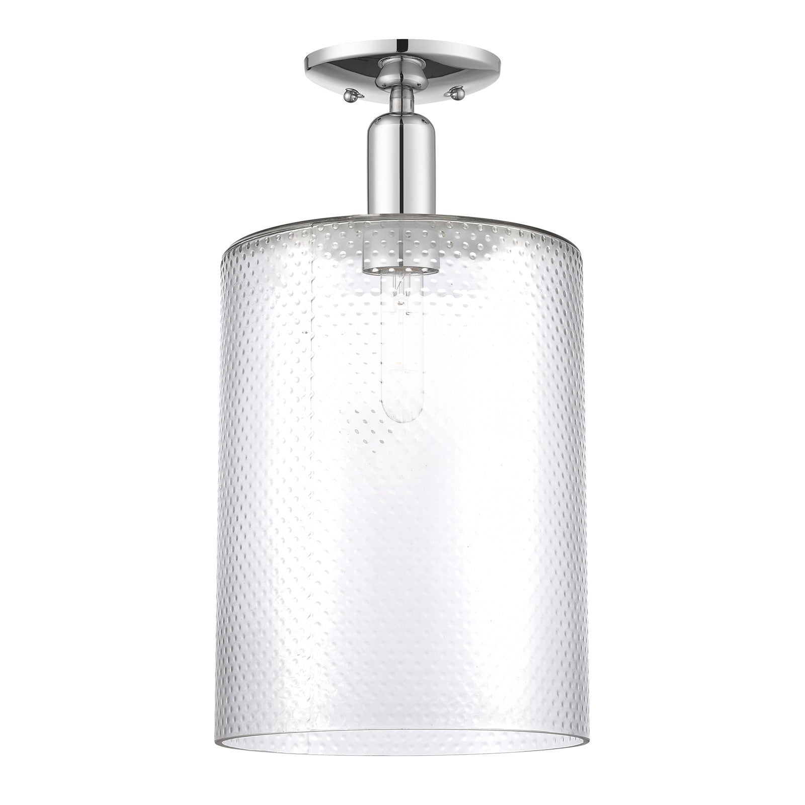 Innovations Cobbleskill 9in 1-Light Semi-Flush | Industrial Polished Chrome and Clear Glass | Bathroom & Hallway | 9 x 9 x 16.5 in | Model 716-1C-PC-G112-L