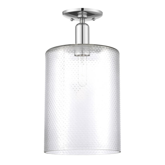 Innovations Cobbleskill 9in 1-Light Semi-Flush | Industrial Polished Chrome and Clear Glass | Bathroom & Hallway | 9 x 9 x 16.5 in | Model 716-1C-PC-G112-L
