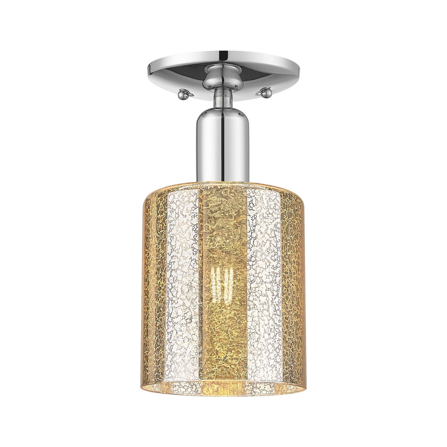 Innovations Cobbleskill 5in 1-Light Semi-Flush Mount | Industrial Polished Chrome Steel and Mercury Glass | Entryway & Hallway | 5 | Model 716-1C-PC-G116