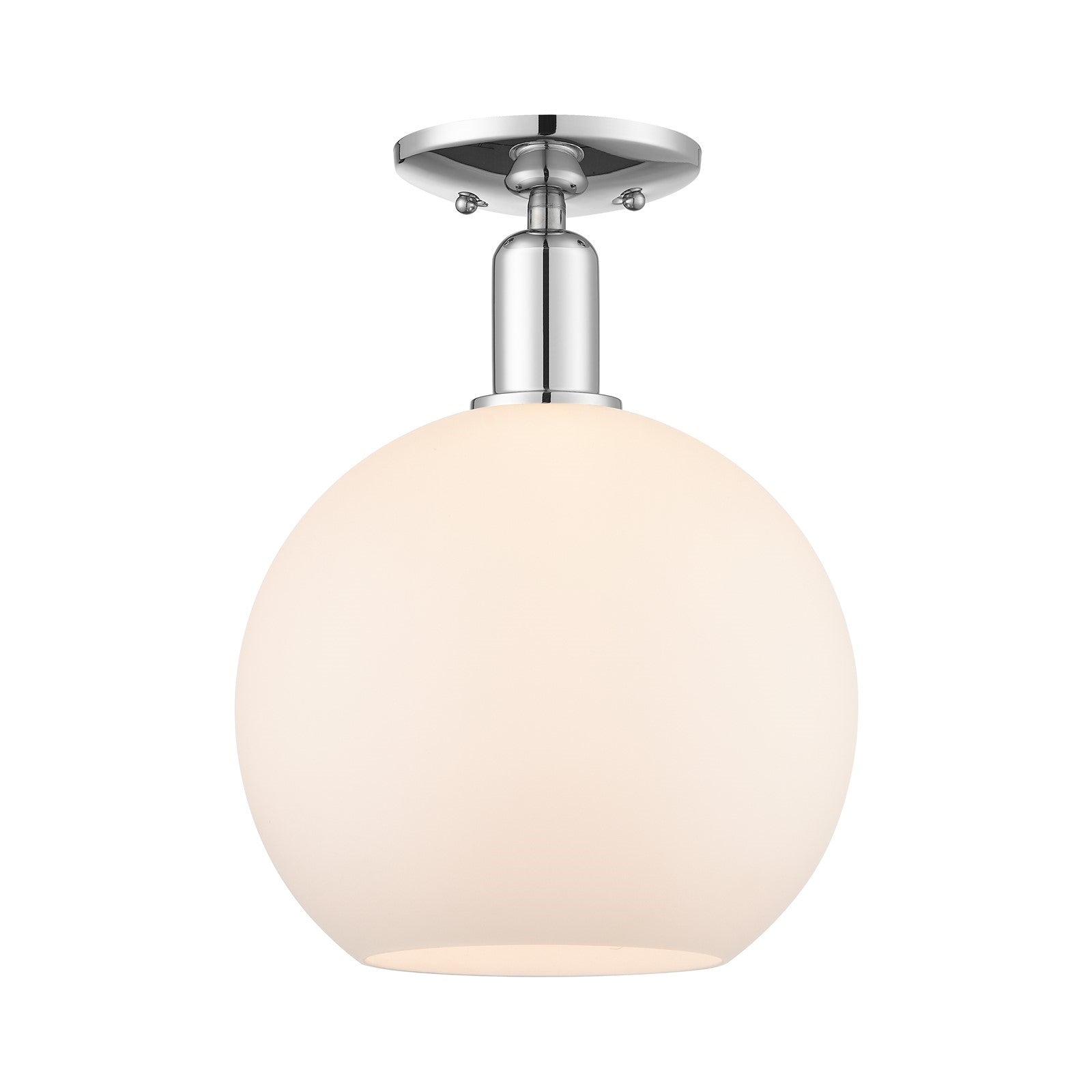 Innovations Athens 10in 1-Light Semi-Flush Mount | Industrial Polished Chrome and Matte White Glass | Entryway & Hallway | 10 x | Model 716-1C-PC-G121-10