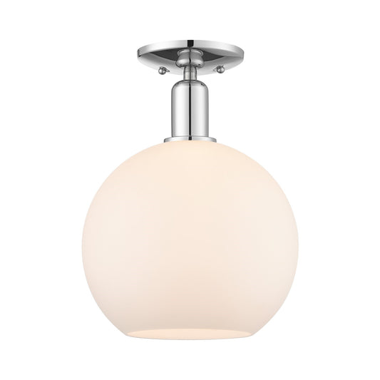 Innovations Athens 10in 1-Light Semi-Flush Mount | Industrial Polished Chrome and Matte White Glass | Entryway & Hallway | 10 x | Model 716-1C-PC-G121-10