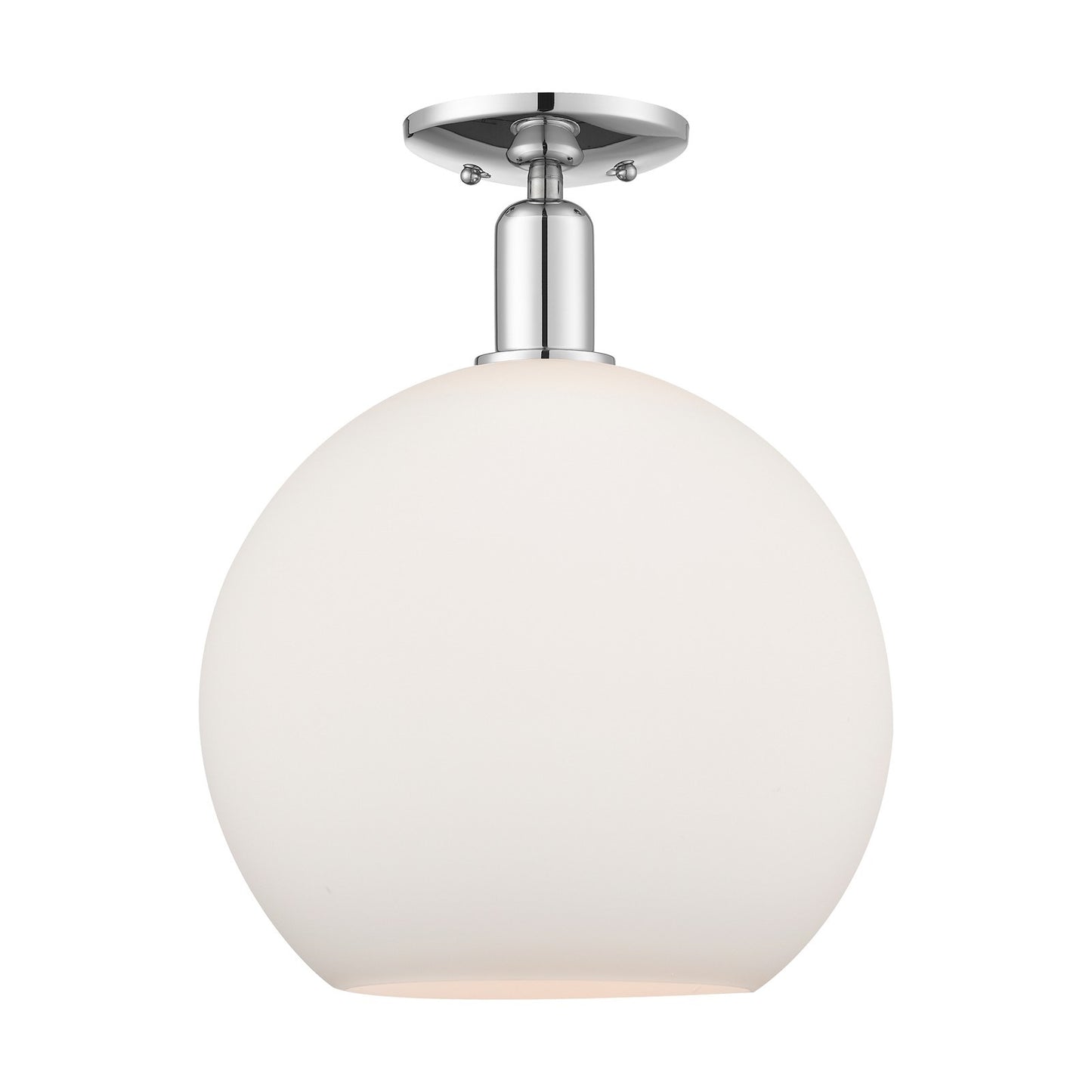 Innovations Athens 12in 1-Light Semi-Flush Mount | Industrial Polished Chrome Steel and Matte White Glass | Kitchen & Hallway | Model 716-1C-PC-G121-12