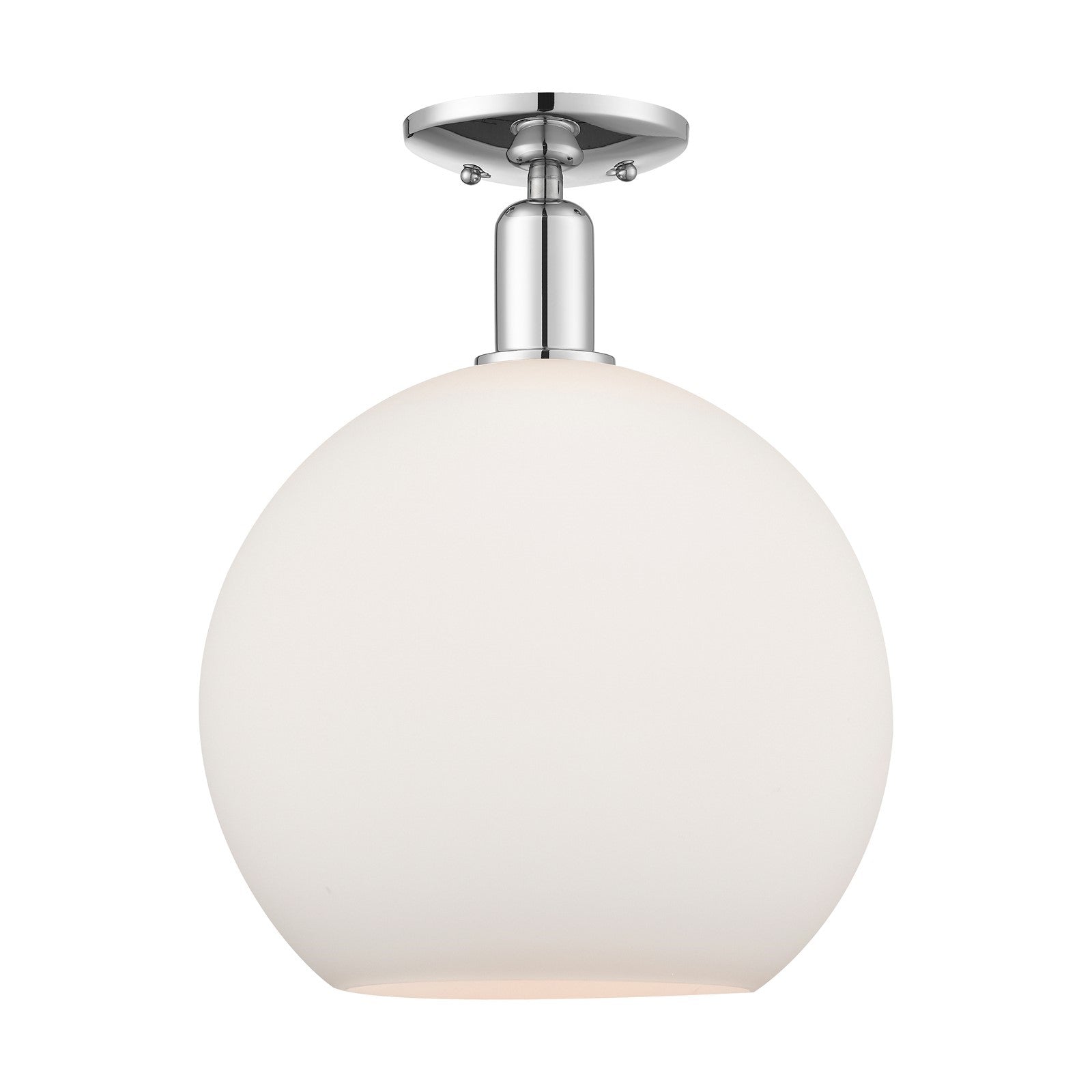 Innovations Athens 12in 1-Light Semi-Flush Mount | Industrial Polished Chrome Steel and Matte White Glass | Kitchen & Hallway | Model 716-1C-PC-G121-12
