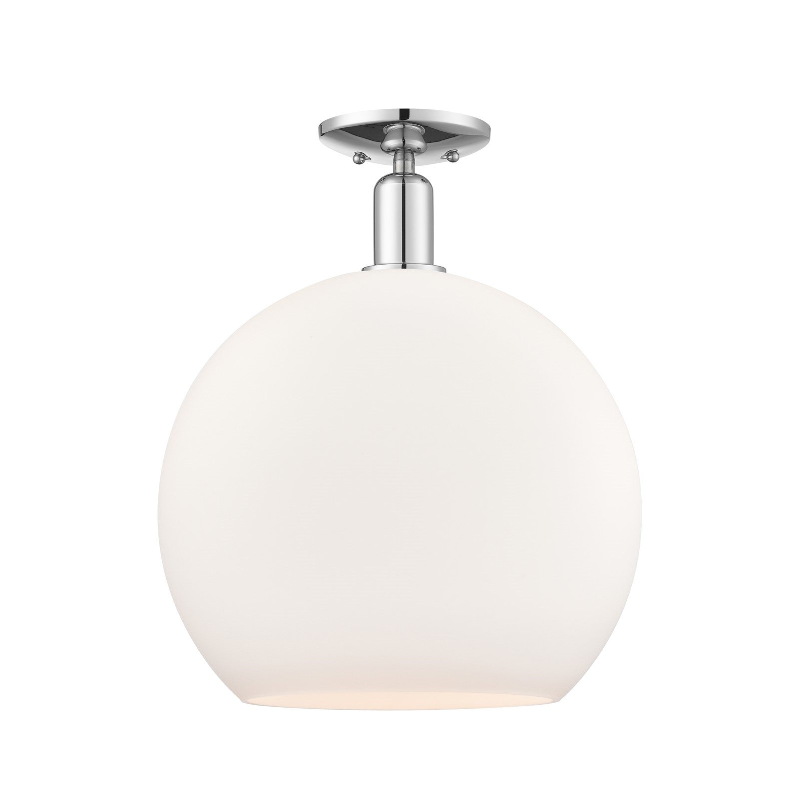 Innovations Athens 14in 1-Light Semi-Flush | Industrial Modern Polished Chrome and Matte White Glass | Damp-Rated Entryway & | Model 716-1C-PC-G121-14