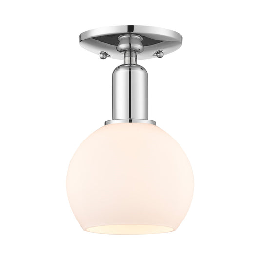 Innovations Athens 6in 1-Light Semi-Flush Mount | Industrial Polished Chrome and Matte White Glass | Kitchen & Hallway Accent | Model 716-1C-PC-G121-6
