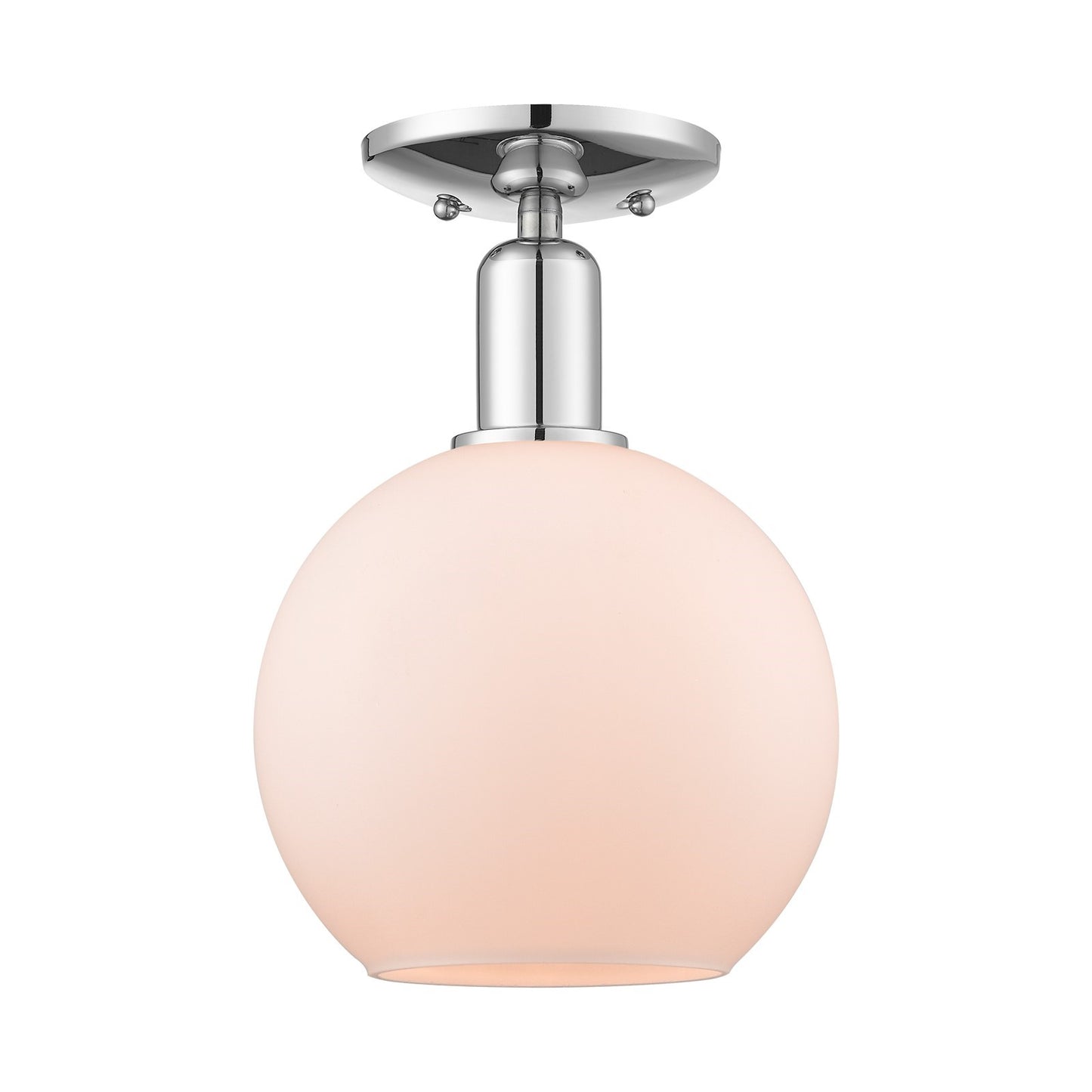Innovations Athens 8in 1-Light Semi-Flush Mount | Industrial Modern Polished Chrome and Matte White Glass | Entryway & Hallway | Model 716-1C-PC-G121-8