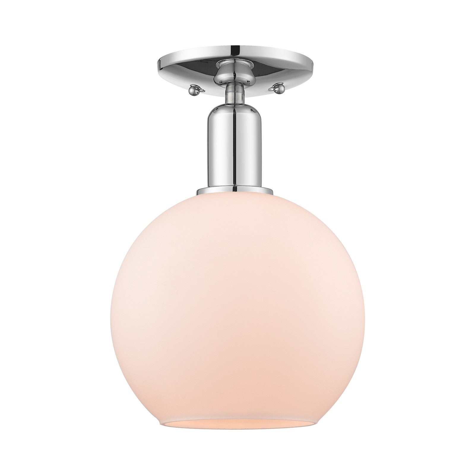 Innovations Athens 8in 1-Light Semi-Flush Mount | Industrial Modern Polished Chrome and Matte White Glass | Entryway & Hallway | Model 716-1C-PC-G121-8