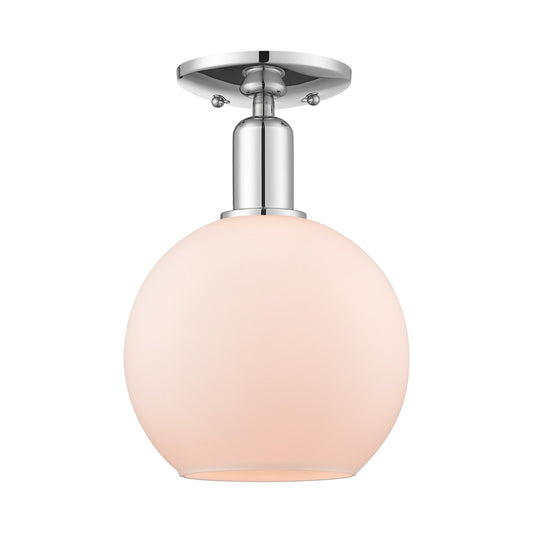 Innovations Athens 8in 1-Light Semi-Flush Mount | Industrial Modern Polished Chrome and Matte White Glass | Entryway & Hallway | Model 716-1C-PC-G121-8