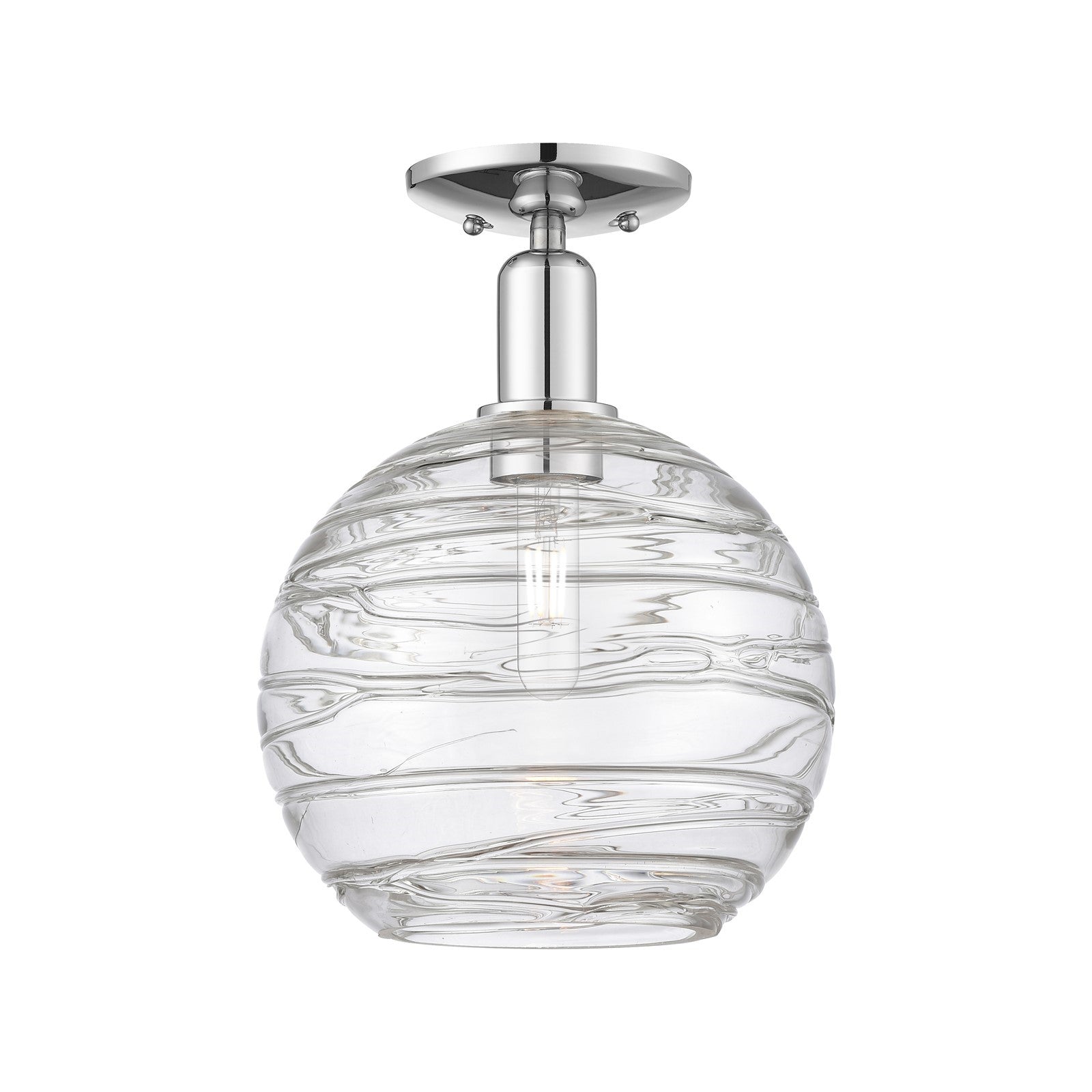 Innovations Athens Deco Swirl 10in 1-Light Semi-Flush Mount | Industrial Polished Chrome Steel and Clear Deco Swirl Glass | Model 716-1C-PC-G1213-10CL