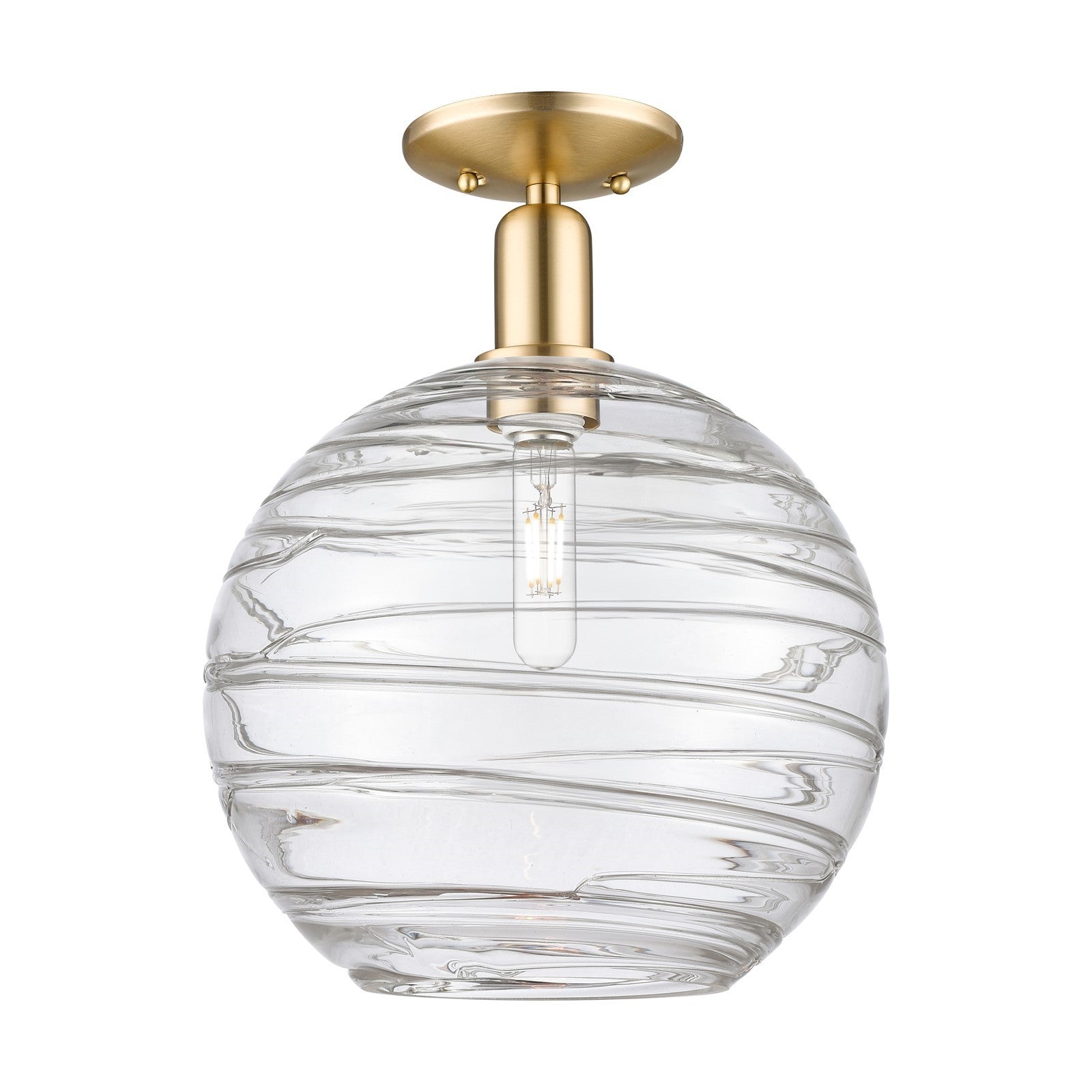 Innovations Athens Deco Swirl 12in 1-Light Semi-Flush Mount | Industrial Polished Chrome and Clear Deco Swirl Glass | Model 716-1C-PC-G1213-12CL