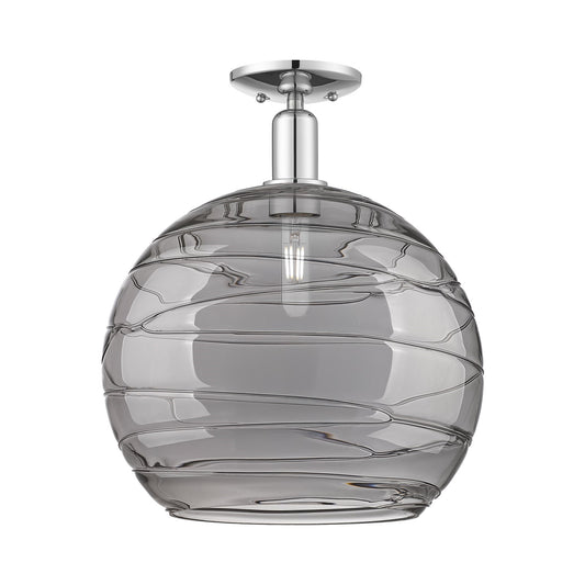 Innovations Athens Deco Swirl 14in 1-Light Semi-Flush Mount | Industrial Polished Chrome and Light Smoke Glass | Entryway & | Model 716-1C-PC-G1213-14SM