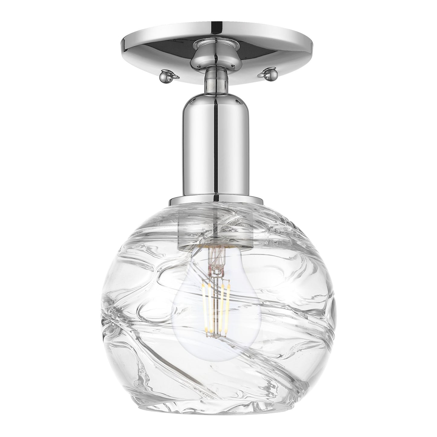 Innovations Athens Deco Swirl 6in 1-Light Semi-Flush Mount | Industrial Polished Chrome Steel and Clear Deco Swirl Glass | Model 716-1C-PC-G1213-6CL