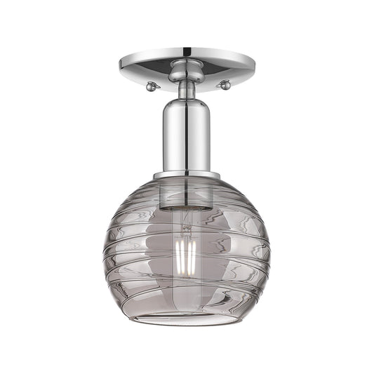 Innovations Athens Deco Swirl 6in 1-Light Semi-Flush Mount | Industrial Polished Chrome and Light Smoke Glass | Damp-Rated | Model 716-1C-PC-G1213-6SM