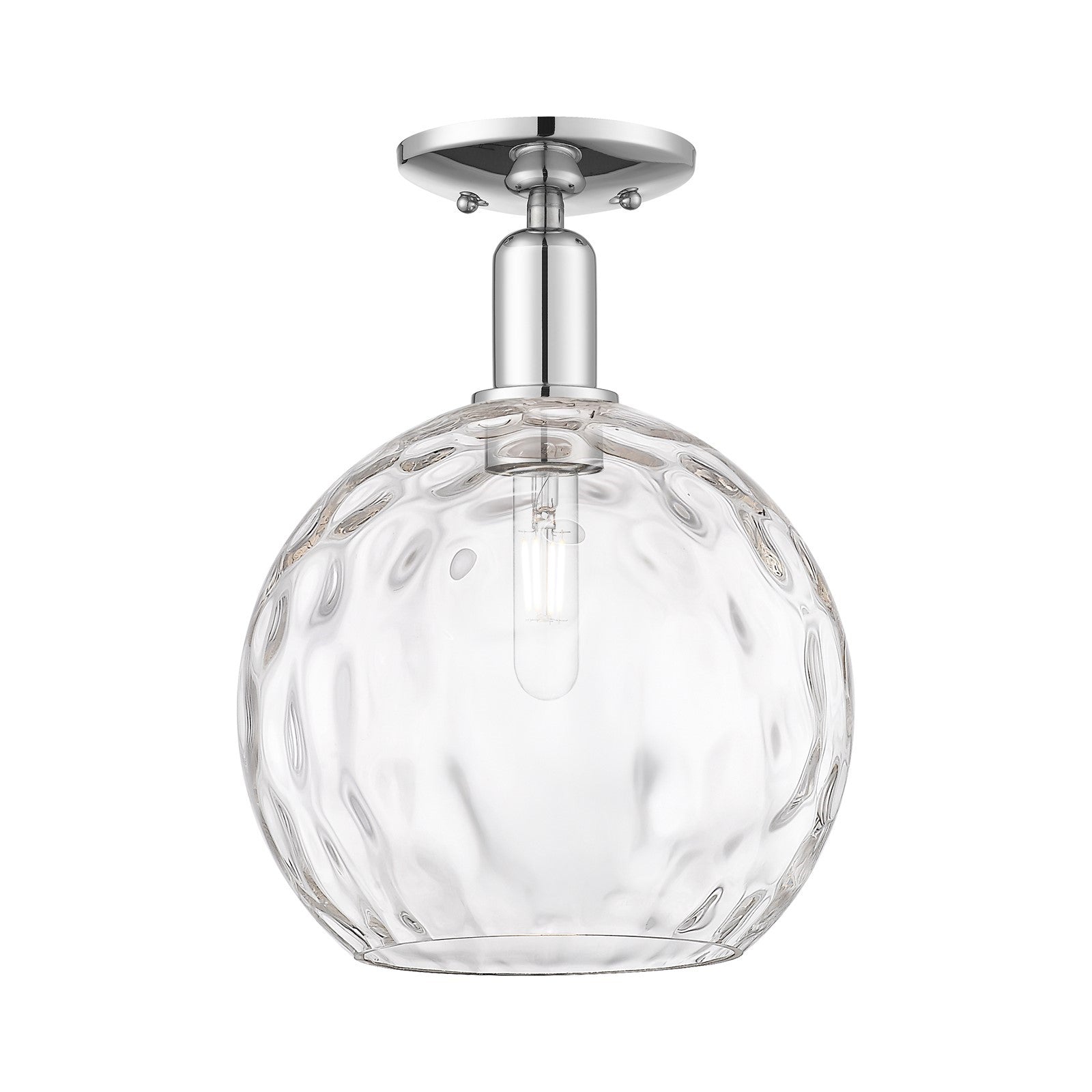 Innovations Athens Water Glass 10in 1-Light Semi-Flush Mount | Industrial Polished Chrome Steel and Clear Water Glass | Damp | Model 716-1C-PC-G1215-10