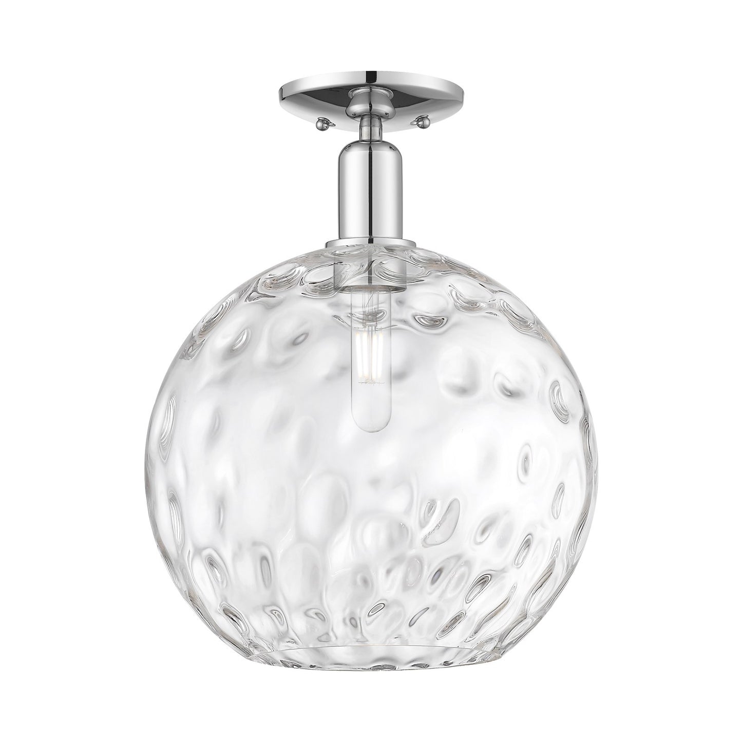 Innovations Athens 12in 1-Light Semi-Flush Mount | Industrial Polished Chrome and Clear Water Glass | Entryway & Hallway | 12 x | Model 716-1C-PC-G1215-12