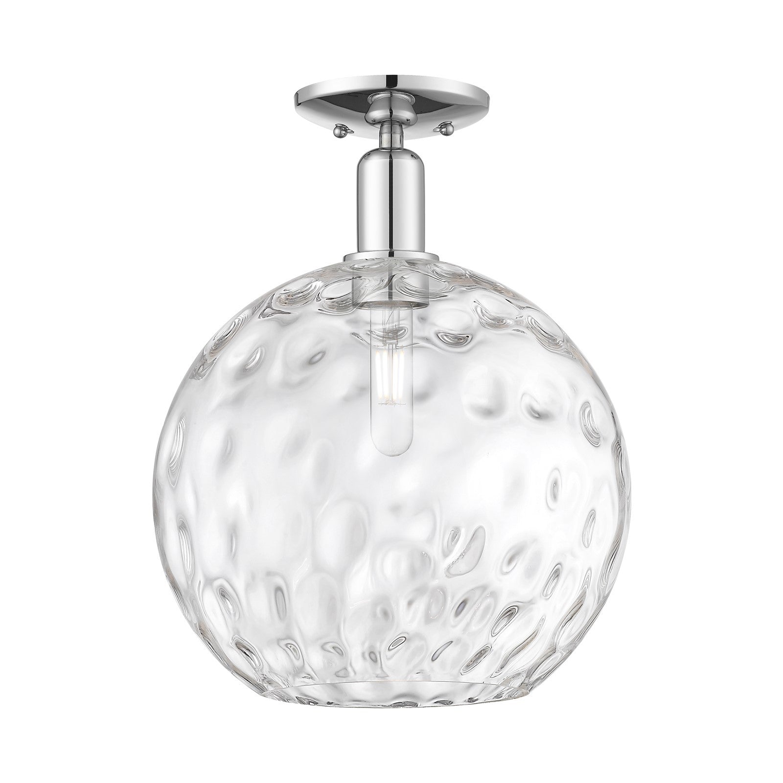 Innovations Athens 12in 1-Light Semi-Flush Mount | Industrial Polished Chrome and Clear Water Glass | Entryway & Hallway | 12 x | Model 716-1C-PC-G1215-12
