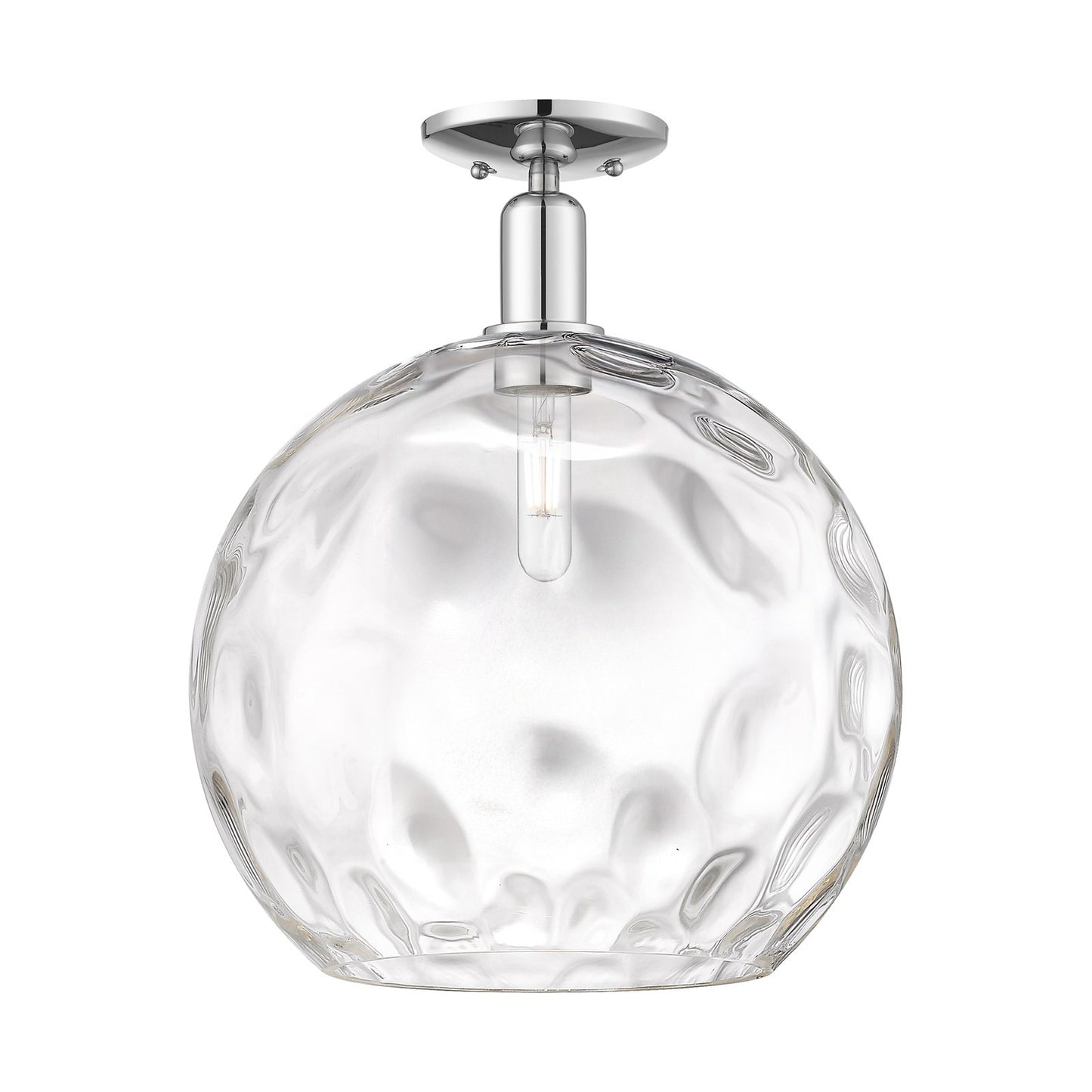 Innovations Athens Water Glass 13in 1-Light Semi-Flush Mount | Industrial Polished Chrome and Clear Glass | Kitchen & Hallway | Model 716-1C-PC-G1215-14