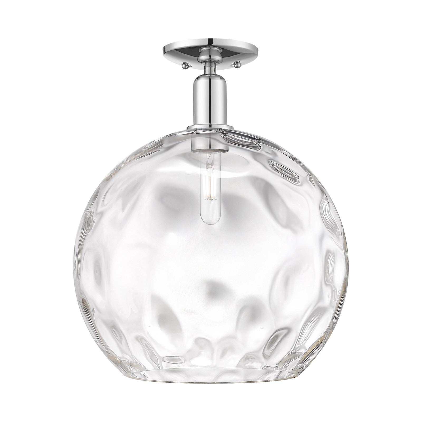 Innovations Athens Water Glass 13in 1-Light Semi-Flush Mount | Industrial Polished Chrome and Clear Glass | Kitchen & Hallway | Model 716-1C-PC-G1215-14