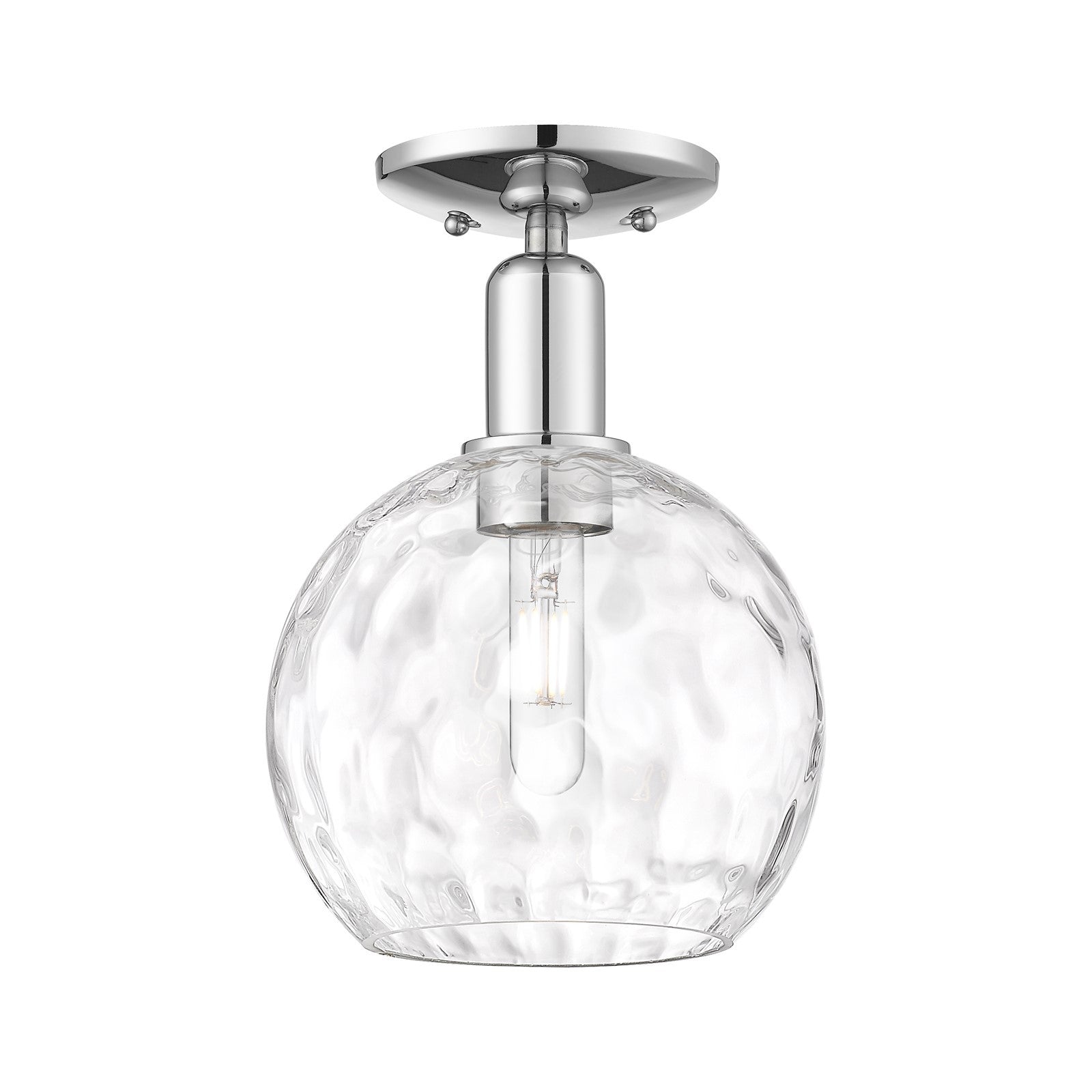 Innovations Athens 8in 1-Light Semi-Flush Mount | Industrial Polished Chrome and Clear Water Glass | Kitchen & Hallway | 8 x 8 x | Model 716-1C-PC-G1215-8