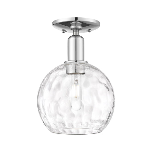 Innovations Athens 8in 1-Light Semi-Flush Mount | Industrial Polished Chrome and Clear Water Glass | Kitchen & Hallway | 8 x 8 x | Model 716-1C-PC-G1215-8