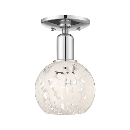 Innovations White Mouchette 6in 1-Light Semi-Flush Mount | Industrial Polished Chrome and White Glass | Entryway & Hallway | 6 | Model 716-1C-PC-G1216-6WM