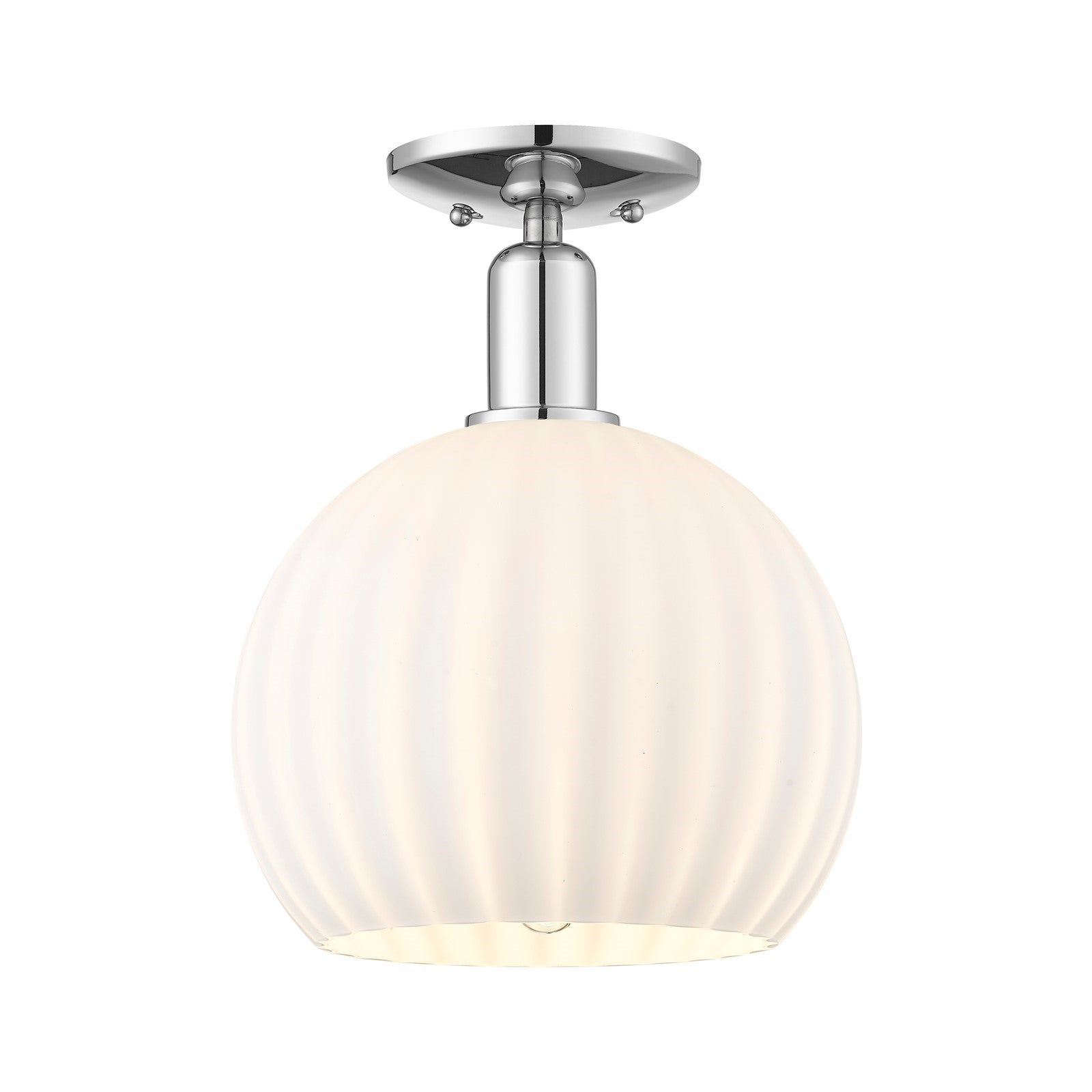 Innovations Lighting Arcadia 10in 1-Light Semi-Flush Mount | Industrial Modern Polished Chrome and White Venetian Glass | Model 716-1C-PC-G1217-10WV