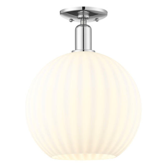 Innovations Lighting Arcadia 12in 1-Light Semi-Flush Mount | Industrial Modern Polished Chrome and White Venetian Glass | Model 716-1C-PC-G1217-12WV