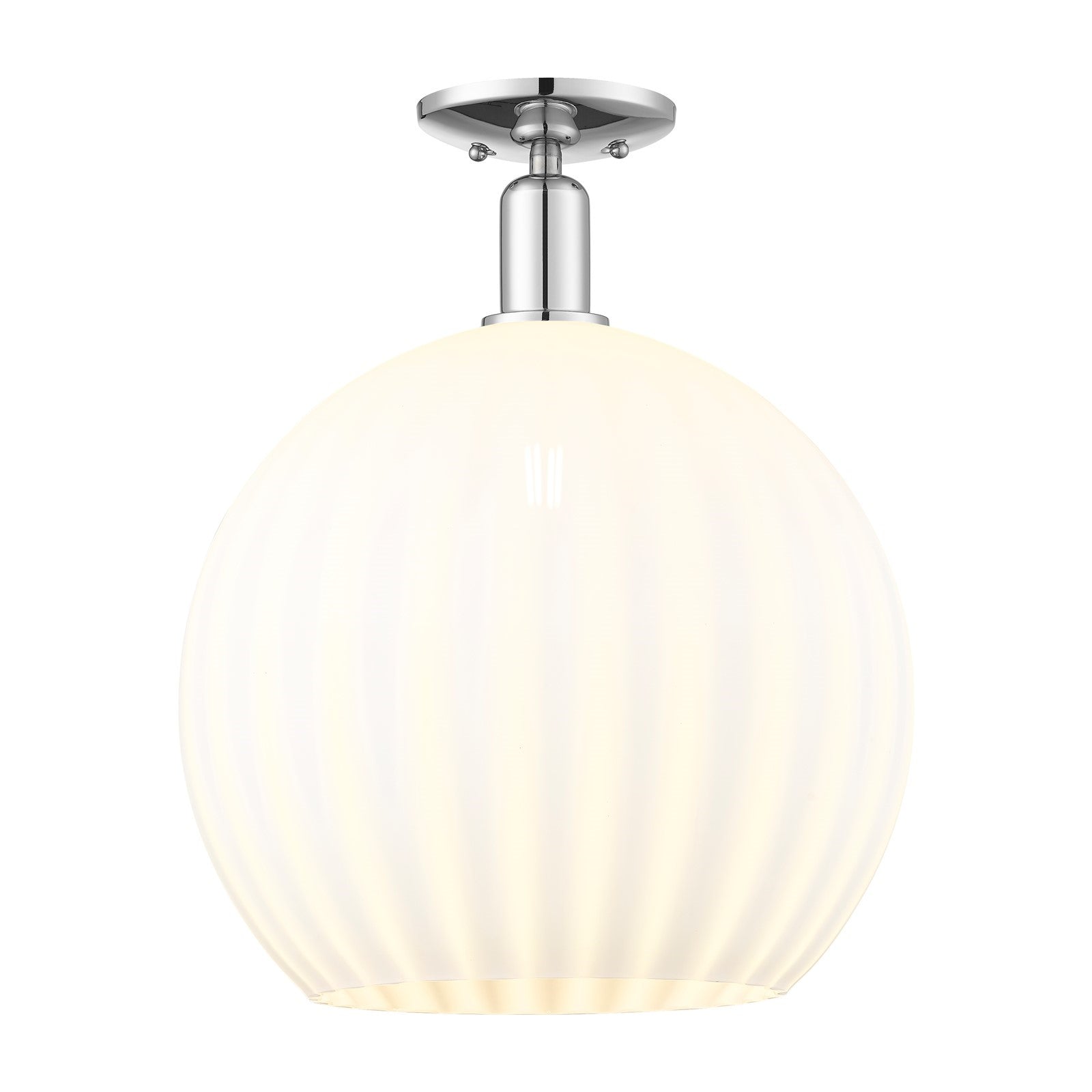 Innovations Lighting Arcadia 14in 1-Light Semi-Flush Mount | Industrial Polished Chrome and White Venetian Glass | Hallway & | Model 716-1C-PC-G1217-14WV