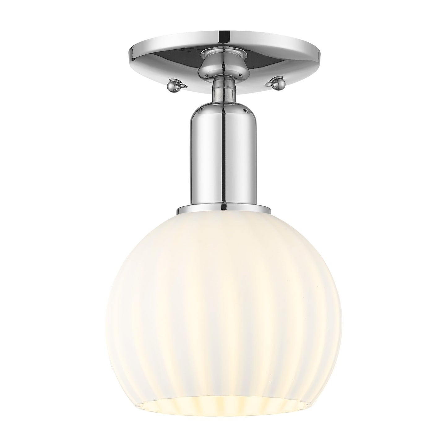 Innovations Lighting Arcadia 6in 1-Light Semi-Flush Mount | Industrial Polished Chrome and White Venetian Glass | Kitchen & | Model 716-1C-PC-G1217-6WV