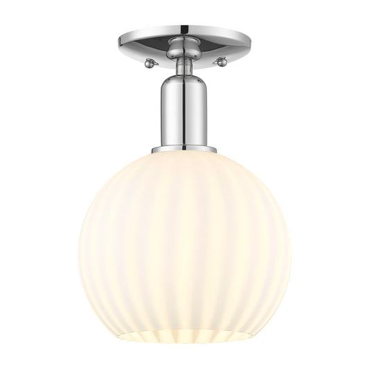 Innovations Lighting White Venetian 8in 1-Light Semi-Flush Mount | Industrial Polished Chrome and White Venetian Glass | Model 716-1C-PC-G1217-8WV