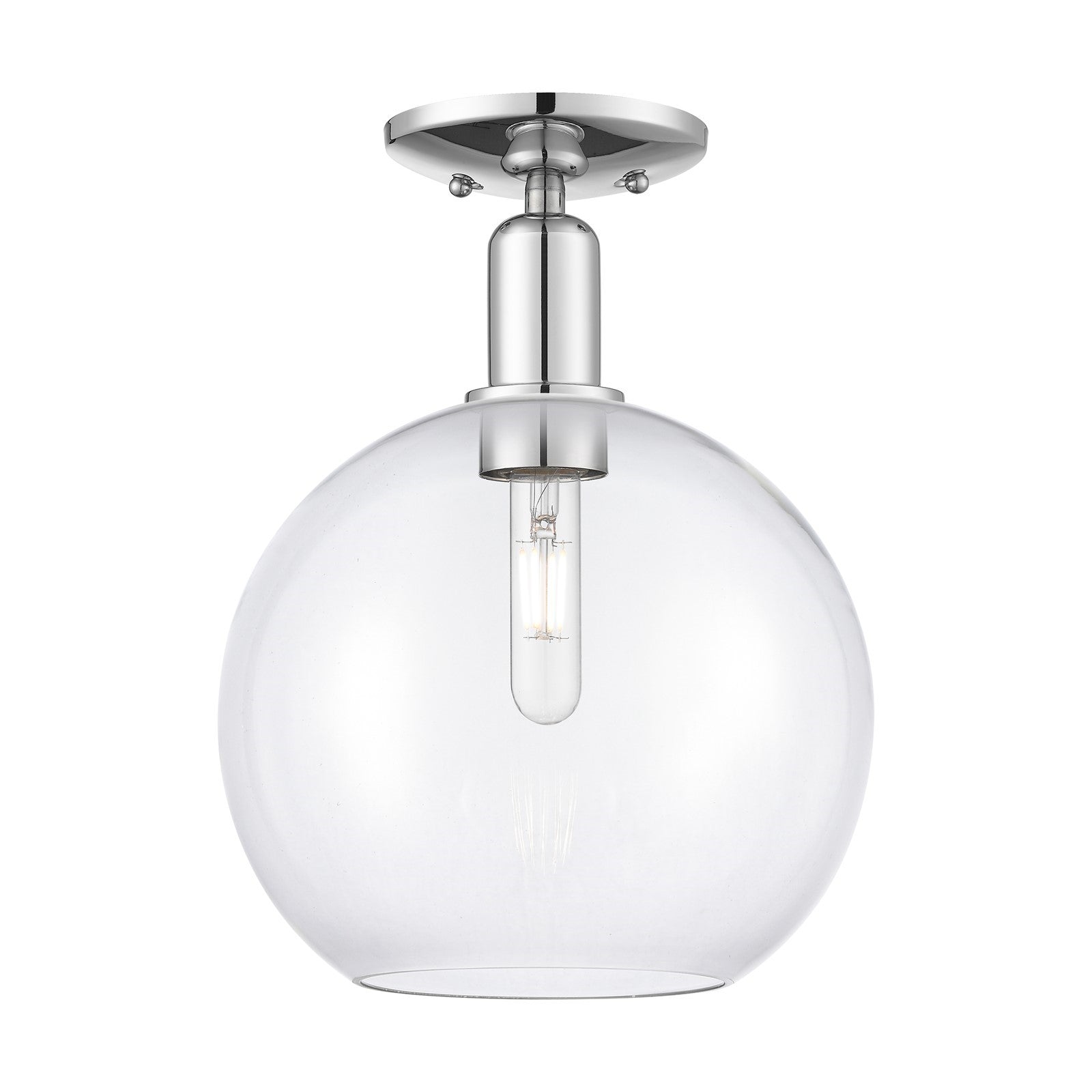Innovations Athens 10in 1-Light Semi-Flush Mount | Industrial Polished Chrome Steel and Clear Glass | Entryway & Hallway | 10 x | Model 716-1C-PC-G122-10