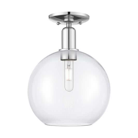 Innovations Athens 10in 1-Light Semi-Flush Mount | Industrial Polished Chrome Steel and Clear Glass | Entryway & Hallway | 10 x | Model 716-1C-PC-G122-10