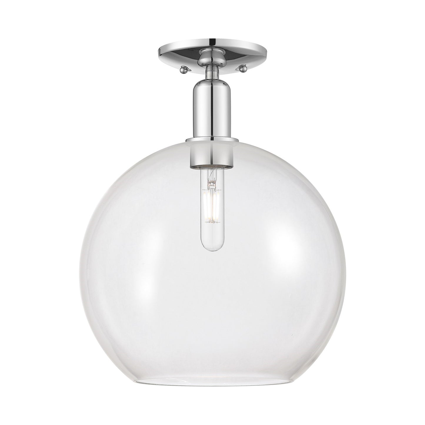 Innovations Athens 12in 1-Light Semi-Flush Mount | Industrial Polished Chrome and Clear Glass | Entryway & Hallway | 11.75 x | Model 716-1C-PC-G122-12