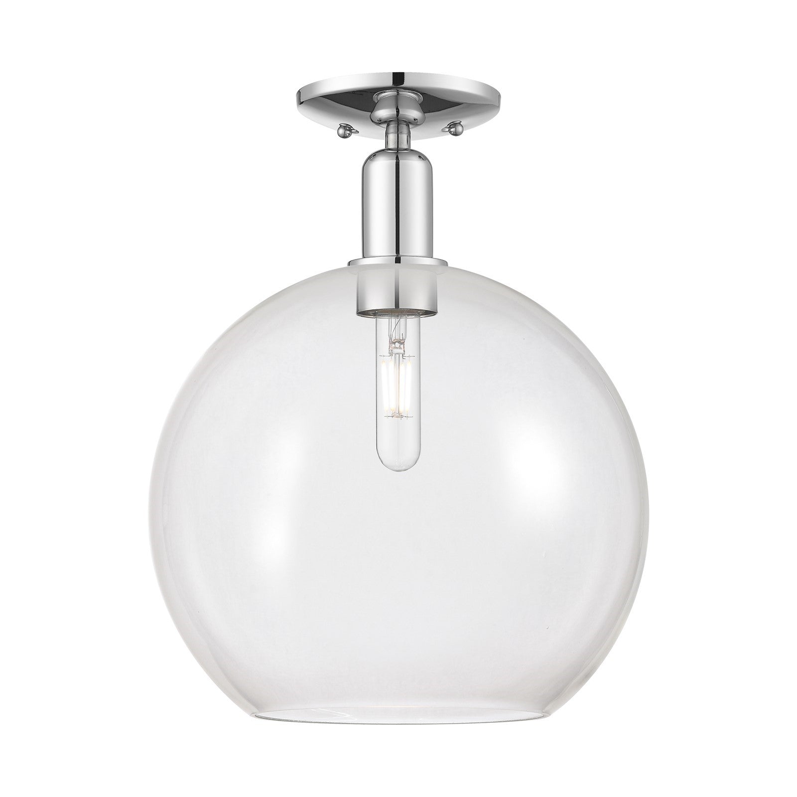 Innovations Athens 12in 1-Light Semi-Flush Mount | Industrial Polished Chrome and Clear Glass | Entryway & Hallway | 11.75 x | Model 716-1C-PC-G122-12
