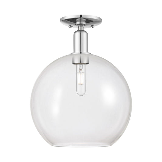 Innovations Athens 12in 1-Light Semi-Flush Mount | Industrial Polished Chrome and Clear Glass | Entryway & Hallway | 11.75 x | Model 716-1C-PC-G122-12