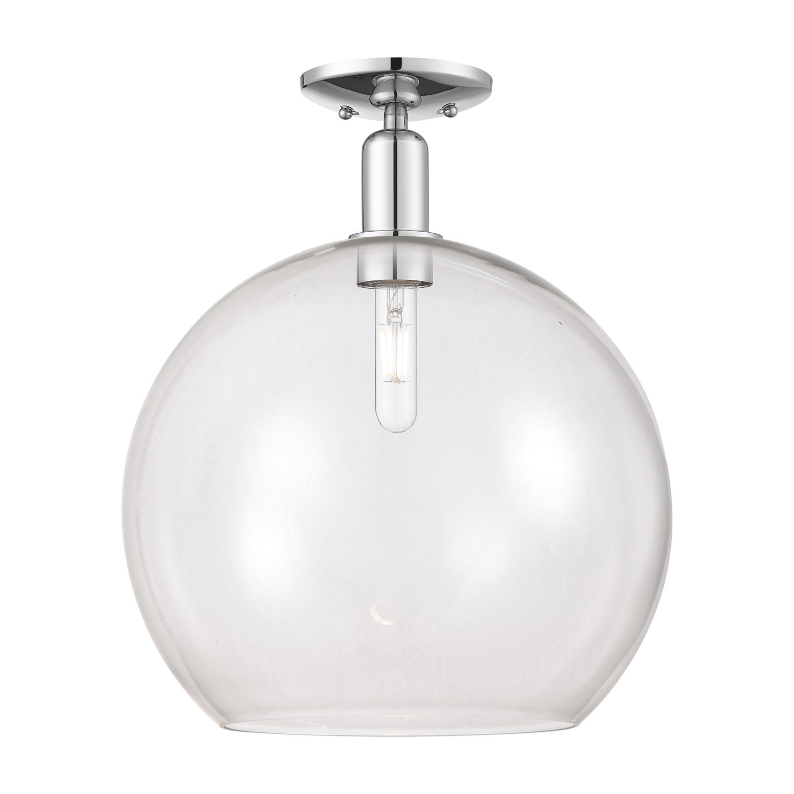 Innovations Athens 14in 1-Light Semi-Flush Mount | Industrial Polished Chrome Steel and Clear Glass | Kitchen & Hallway | 13.75 | Model 716-1C-PC-G122-14