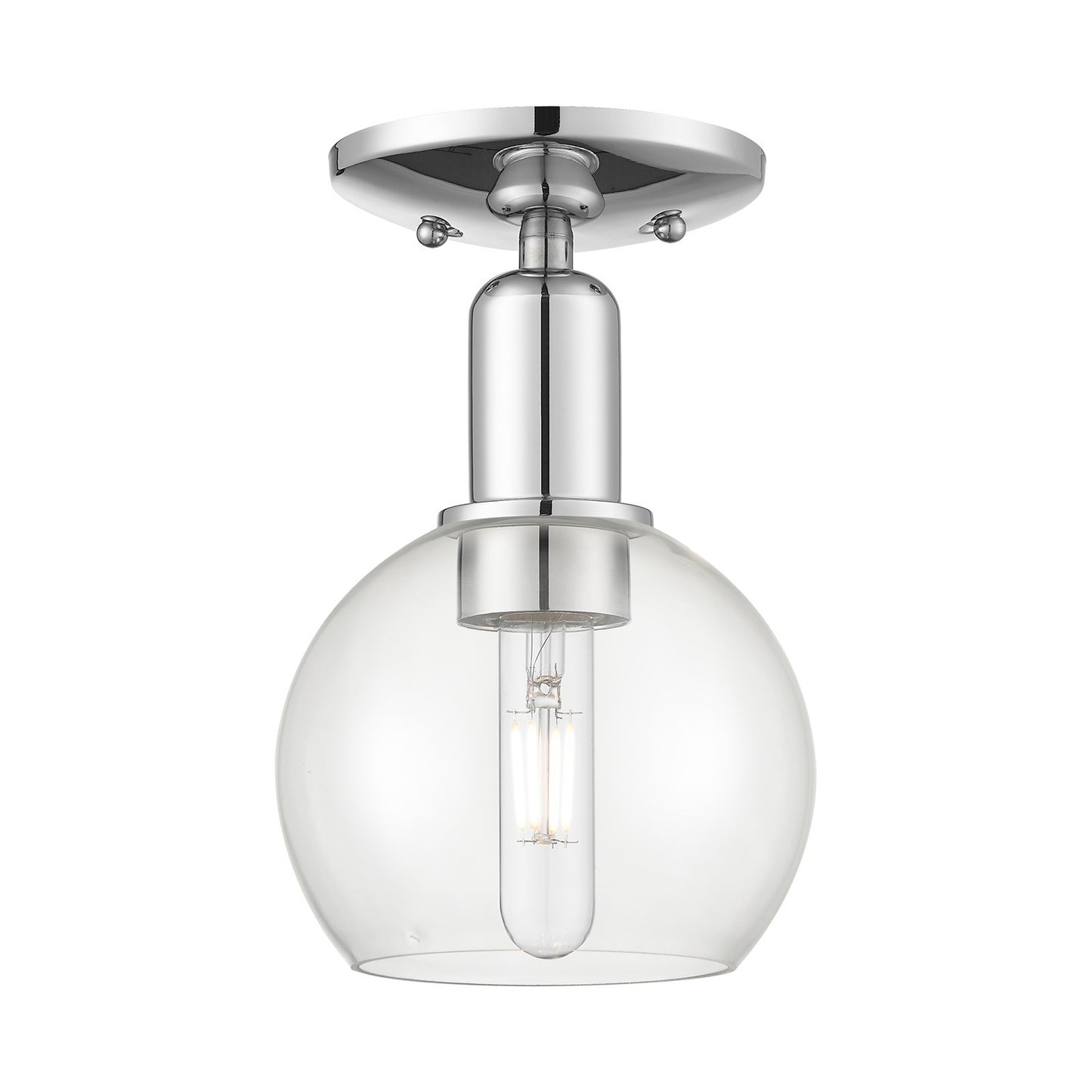 Innovations Athens 6in 1-Light Semi-Flush Mount | Industrial Polished Chrome and Clear Glass | Entryway & Hallway | 5.88 x 5.88 x | Model 716-1C-PC-G122-6