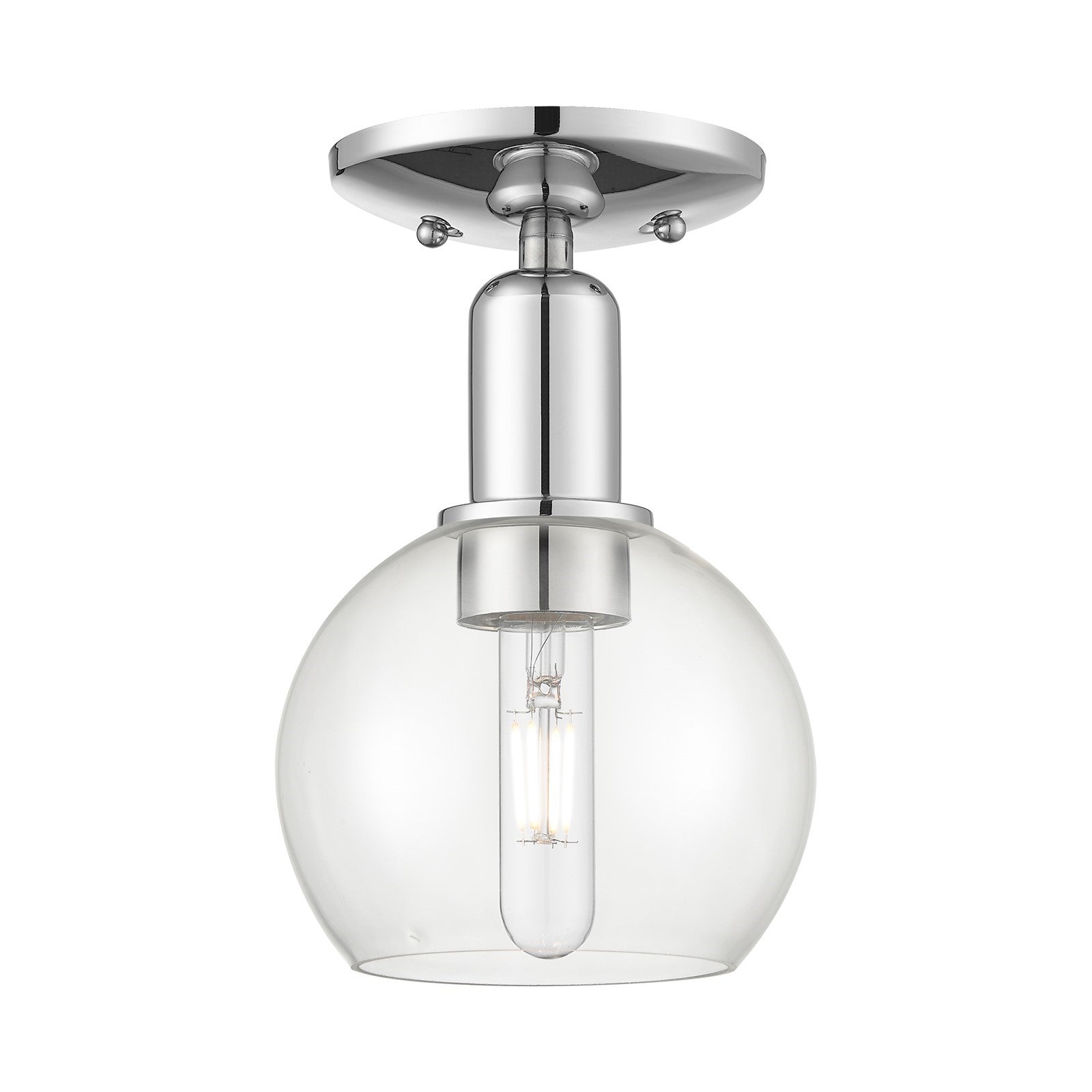 Innovations Athens 6in 1-Light Semi-Flush Mount | Industrial Polished Chrome and Clear Glass | Entryway & Hallway | 5.88 x 5.88 x | Model 716-1C-PC-G122-6