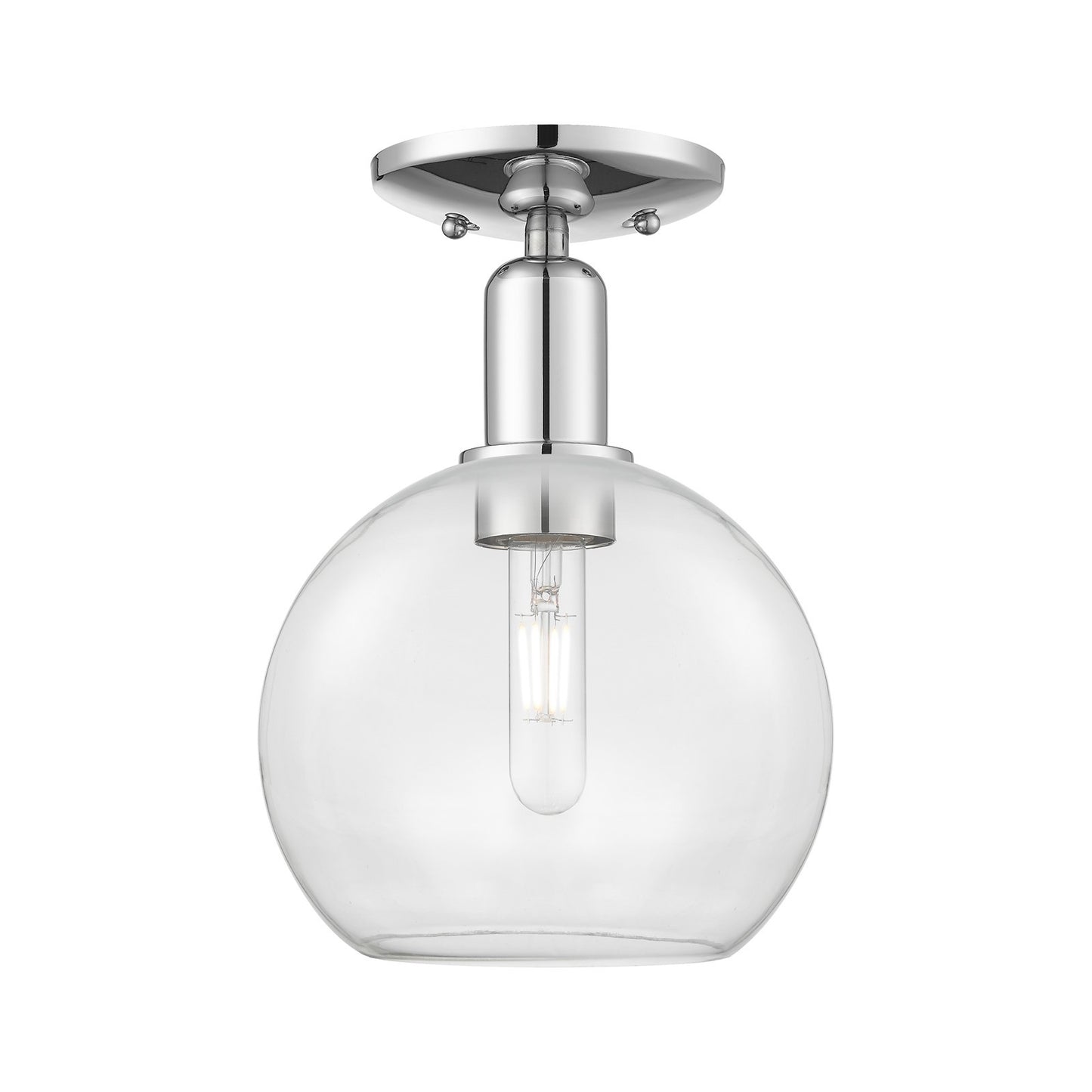 Innovations Athens 8in 1-Light Semi-Flush Mount | Industrial Polished Chrome Steel and Clear Glass | Entryway & Hallway | 8 x 8 x | Model 716-1C-PC-G122-8