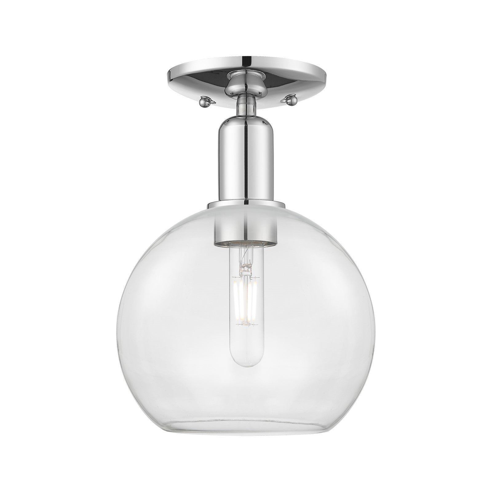Innovations Athens 8in 1-Light Semi-Flush Mount | Industrial Polished Chrome Steel and Clear Glass | Entryway & Hallway | 8 x 8 x | Model 716-1C-PC-G122-8