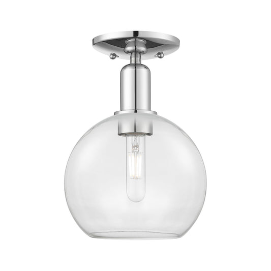 Innovations Athens 8in 1-Light Semi-Flush Mount | Industrial Polished Chrome Steel and Clear Glass | Entryway & Hallway | 8 x 8 x | Model 716-1C-PC-G122-8
