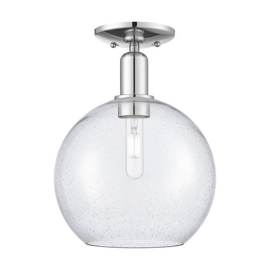 Innovations Athens 10in 1-Light Semi-Flush Mount | Industrial Polished Chrome Steel and Seedy Glass | Entryway & Hallway | 10 x | Model 716-1C-PC-G124-10